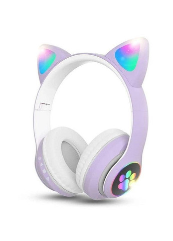 Навушники бездротові Cat Ear VZV-23M Bluetooth з RGB підсвіткою і котячими вушками Бузкові No Brand (275399117)