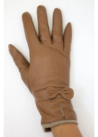 Жіночі шкіряні коричневі рукавички Shust Gloves (261486899)