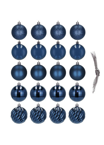 Набір ялинкових куль d=6 см 20 шт CA0140 Springos темно-синій пластик