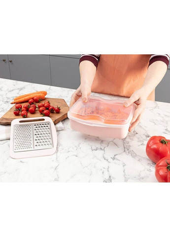 Кухонная терка мелкая и крупная для овощей с контейнером и крышкой 21х17х7.5 см Турция Розовый Gondol (270827898)
