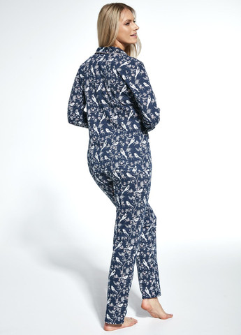 Комбінована зимня піжама жіноча 365 jane navy blue 482-23 рубашка + брюки Cornette