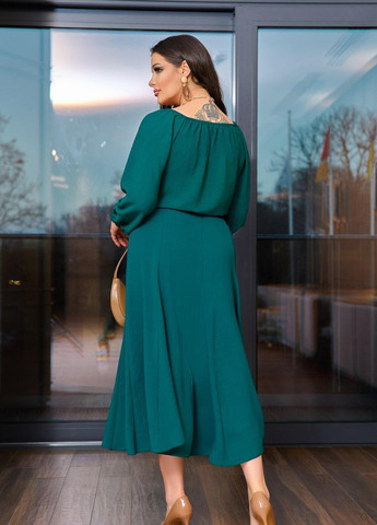 Зелена костюм жіночий блуза та спідниця смарагдового кольору 407646 New Trend
