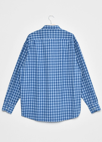 Сорочка чоловіча батальна синього кольору в клітинку Let's Shop (277609068)