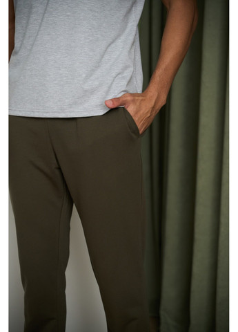 Піжама чоловіча COTTON BASIC футболка сіра + штани прямі хакі Handy Wear (278076155)