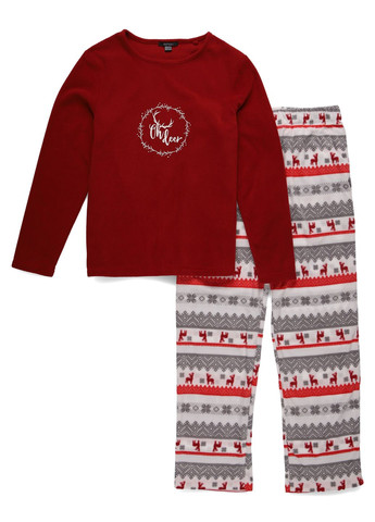Комбінована всесезон піжама з новорічними візерунками лонгслив + брюки Esmara