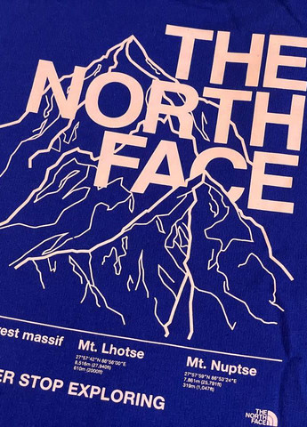 Свитшот кофта реглан The North Face - крой логотип синий хлопок - (268222909)