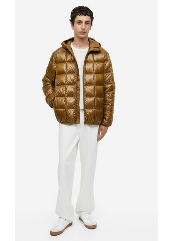 Коричнева демісезонна чоловіча стьобана куртка regular fit н&м (56200) s коричнева H&M