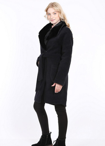 Черное Пальто теплое женское 143 кашемир барашек черное Актуаль