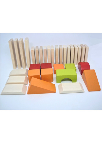 Конструктор деревянный детский развивающий разноцветный Городок для мальчиков 55 деталей Cubika (259771284)