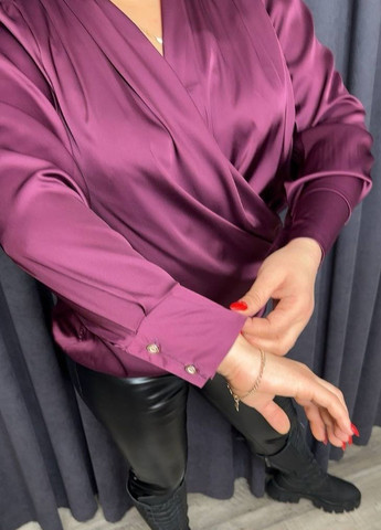 Бордовая женская рубашка из шелка армани цвет бордовый р.44/46 447695 New Trend