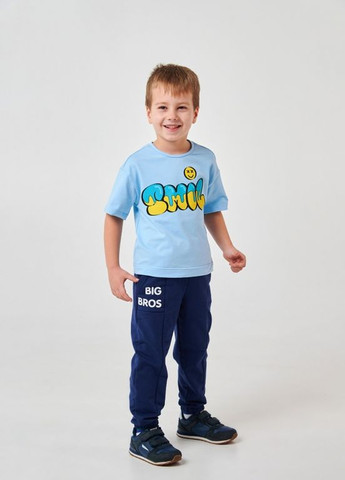 Блакитна дитяча футболка | 95% бавовна | демісезон | 92, 98, 104, 110, 116 | малюнок блакитний Smil