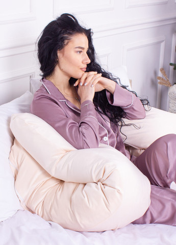 Подушка для беременных и отдыха № 8019 Velvet Line Cream U-образная 140х75х20 (2200006178514) Mirson (258823584)
