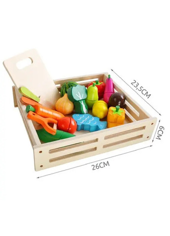 Дитячий дерев'яний комплект набір нарізка фруктів овочів для дітей малюків 34 елементи 23,5х26х6 см (475760-Prob) Unbranded (271039200)