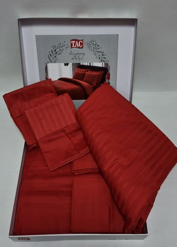 Двуспальный King Size комплект Premium Basic Red Сатин-Stripe Tac (258655453)