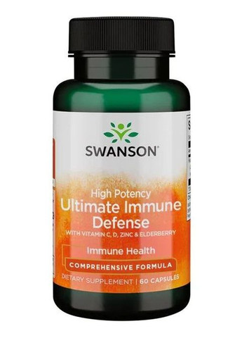 Витамины для иммунитета High Potency Ultimate Immune Defense with C, D, Zinc & Elderberry, 60 Capsules Swanson (265294943)