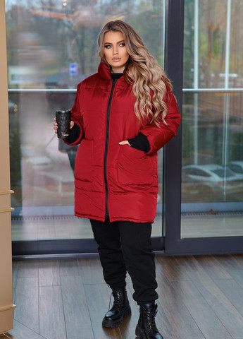 Бордовая женская зимняя куртка бордового цвета р.50/52 385736 New Trend