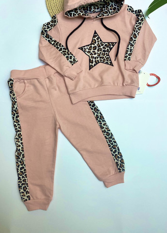 Рожевий костюм для девочек з леопардовой вставкой Murat baby