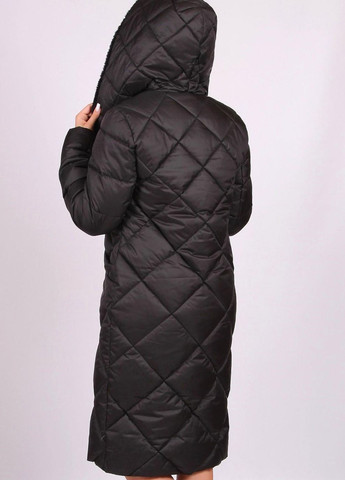 Черное Пальто теплое женское 9158 плащевка черное Актуаль