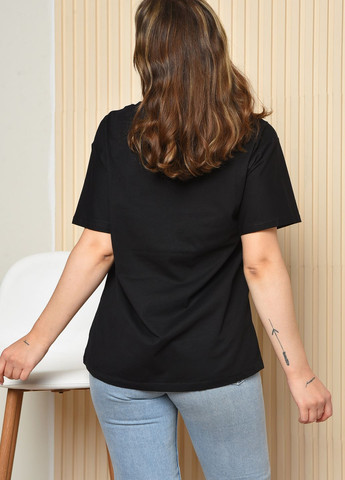 Черная летняя футболка женская черного цвета размер 44-48 Let's Shop