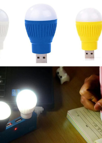 USB LED Лампочка, Комплект 2 шт. Желто-Синий, 2W / 5В, Портативная светодиодная USB лампа для павербанка Martec (256900195)