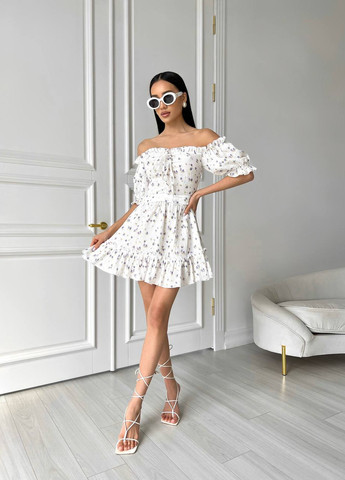 Білий жіноча літня сукня з мусліну колір молоко-фіолетовий р.42/44 437173 New Trend