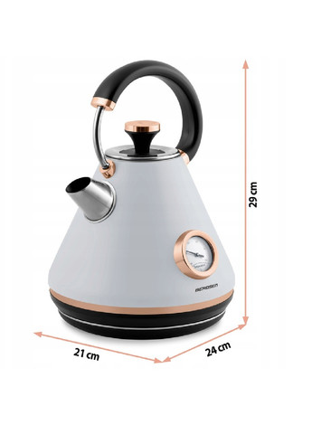 Електрочайник електричний ергономічний чайник з термометром метал 1,7 л 2200 Вт 29х23 см (475180-Prob) Сірий Unbranded (262885691)
