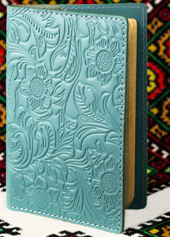 Кожаная Обложка Для Паспорта Villini 015 Цветы Голубая Martec (259115811)
