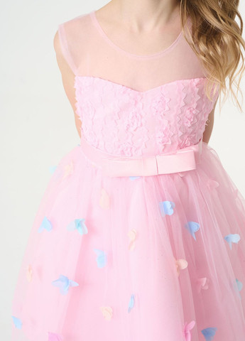 Розовое розовое нарядное платье с бабочками Yumster (260941926)