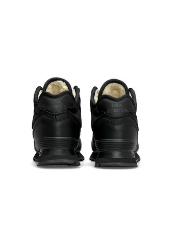 Черные зимние кроссовки женские, вьетнам New Balance 574 High All Black Leather Fur