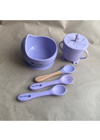 Набір дитячого посуду чашка тарілка прилади харчовий силікон для дітей малюків (475010-Prob) Фіолетовий Unbranded (260648357)