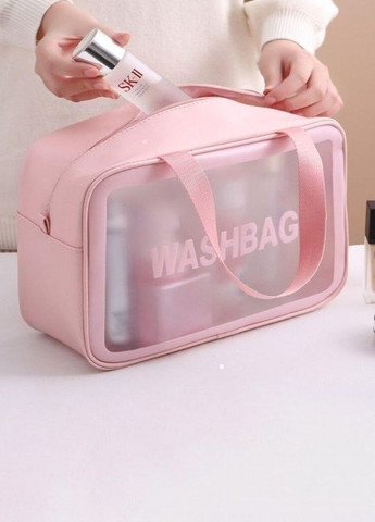 Жіноча косметичка WASHBAG органайзер з двома ручками велика рожева No Brand (266897485)