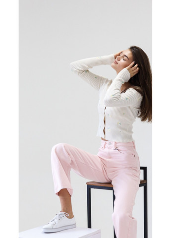 Женские прямые джинсы с высокой талией Н&М (10255) 34 Розовые H&M - (258744226)