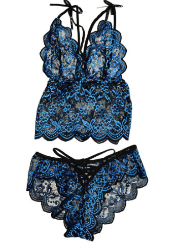 Синій демісезонний сексуальний спокусливий еротичний комплект - еротична білизна Langsha