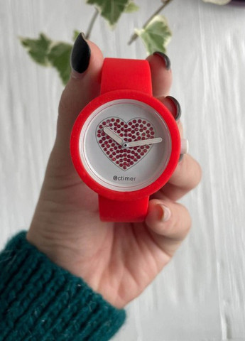 Жіночий силіконовий годинник-конструктор actimer, червоний ремінець, циферблат red heart More (257986109)