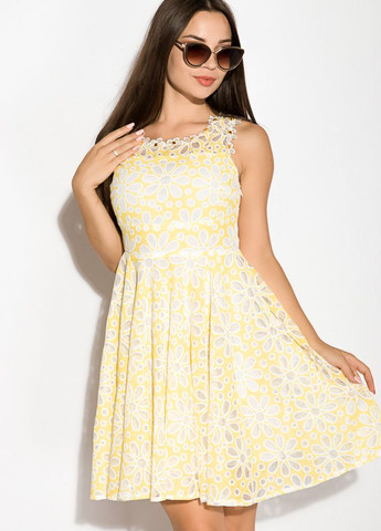 Прозрачное кэжуал платье женское с цветочным принтом (лимонный) Time of Style однотонное