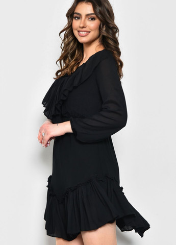 Чорна кежуал сукня жіноча чорного кольору однотонна балон Let's Shop однотонна
