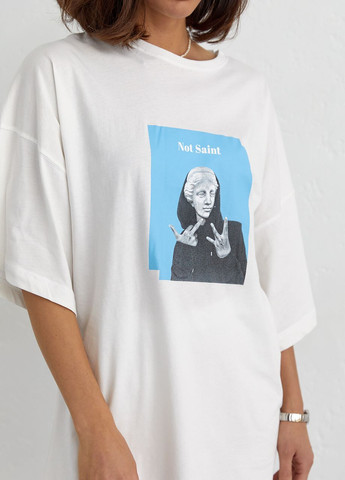 Костюм з футболкою oversize та велосипедками - молочний Lurex (262810629)