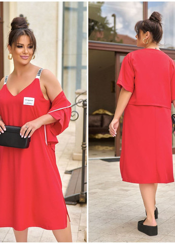 Женский костюм двойка платье и болеро цвет красный 438156 New Trend (260267894)