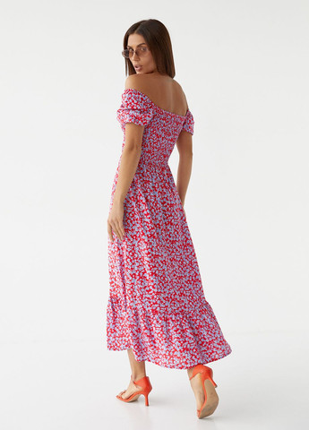 Лавандова відвертий довге жіноче плаття з еластичним поясом - лавандовий No Brand