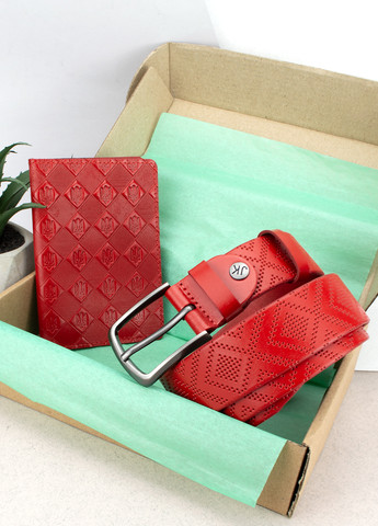 Подарунковий жіночий набір №83 у коробці: паспорт та ремінь червоний HandyCover (272593083)