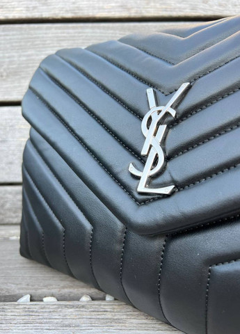 Класична стьобна сумочка з лого Yves Saint Laurent 30 silver black Vakko (260796646)