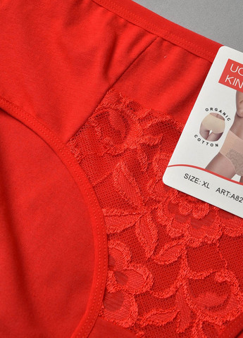 Труси жіночі напівбатальні з гіпюровою вставкою червоного кольору Let's Shop (277925764)