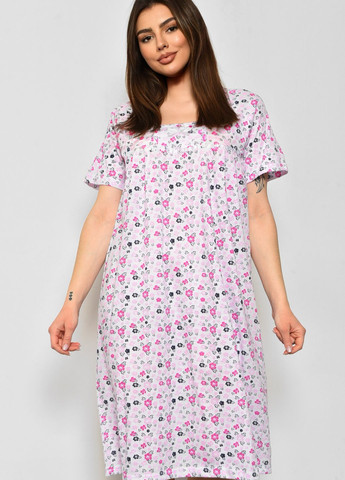 Ночная рубашка женская полубатальная белого цвета с цветочным принтом Let's Shop (277925674)