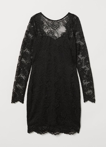 Черное кружевное платье H&M