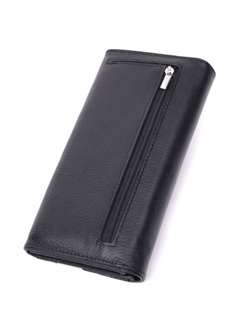 Шкіряний жіночий гаманець з геометричним клапаном 22546 Чорний st leather (277980498)