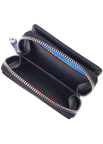 Лакированный кошелек для женщин с монетницей на молнии из натуральной фактурной кожи 21411 Черный Karya (258286347)
