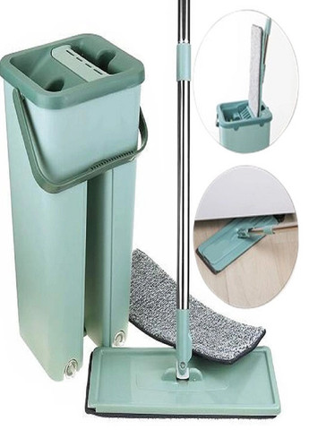 Набор для уборки швабра лентяй с ведром и автоматическим отжимом 2 в 1 Hand Free Cleaning Mop 5 л зеленый VTech (259275003)