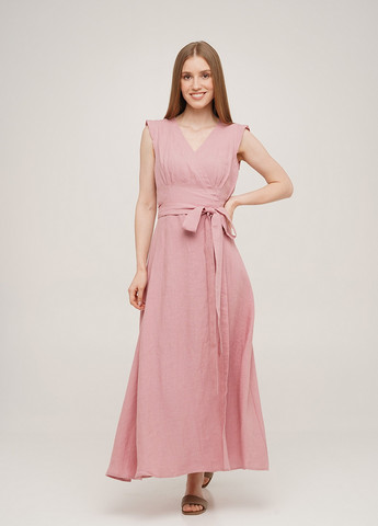 Розовое кэжуал платье на запах льняное linen розовое SoundSleep