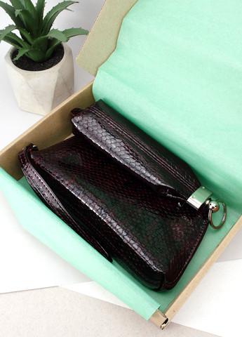 Подарунковий жіночий набір №72: косметичка + ключниця бордового кольору з тисненням під рептилію HandyCover (268464456)
