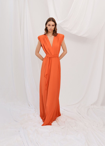Оранжевое платье макси длины Kohai
